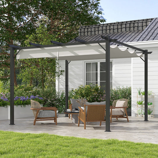 Outsunny 3 x 3(m) Aluminium Pergola Canopy Gazebo Awning Outdoor Garden Sun Shade Shelter Marquee Party BBQ, Light Grey