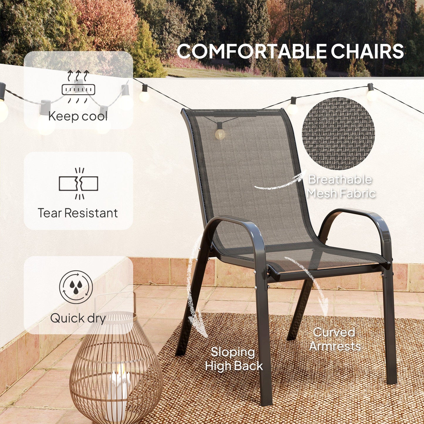 Outsunny Three-Piece Outdoor Garden Set - Black