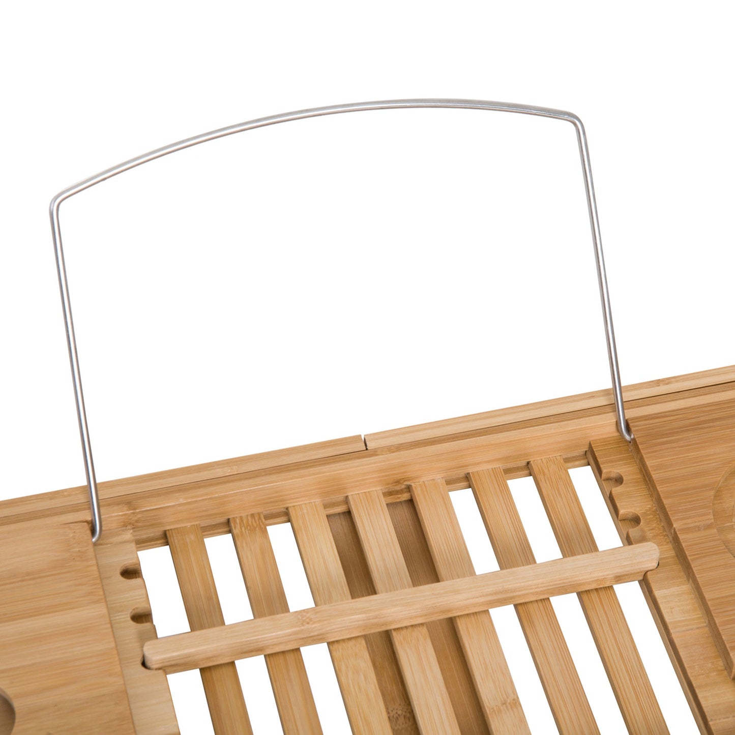 HOMCOM Extendable Bamboo Bathtub Shelf Rack Bath Caddy Tray Bathroom Storage, Set of 2