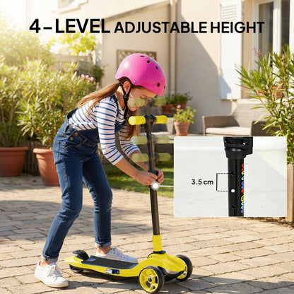 AIYAPLAY Three-Wheel Foldable Electric Scooter for Kids Aged 6-10 Years, Yellow