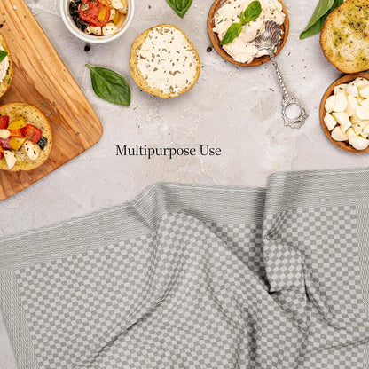 Pack of 5 Large Super Absorbent 100 Percent Cotton Tea Towels Quick Dry Durable Check Pattern Dish Cloths for Kitchen Home and Professional Use by OLIVIA ROCCO