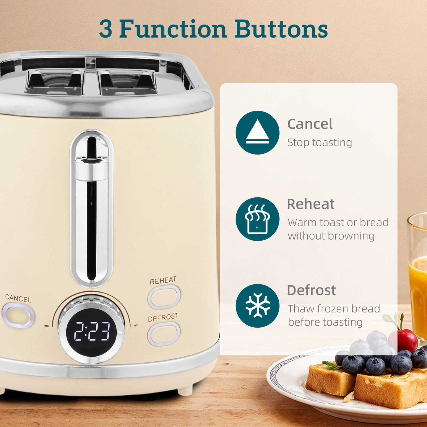 HOMCOM Polished Retro 40-100°C Kettle and Toaster Set - Cream