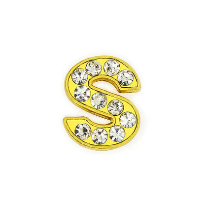 1 Piece 12mm Hole 6~9.9mm Alloy Rhinestones Letter DIY Ornament Accessories Beads