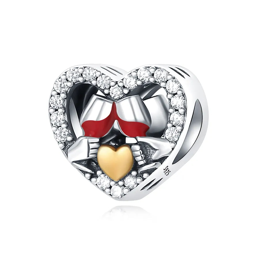 1 Piece 10*19mm 925 Sterling Silver Zircon Heart Shape Pendant Beads Jewelry Accessories