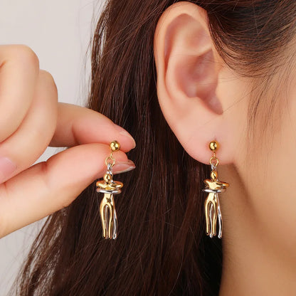 1 Pair Elegant Retro Geometric Plating 304 Stainless Steel 18K Gold Plated Drop Earrings