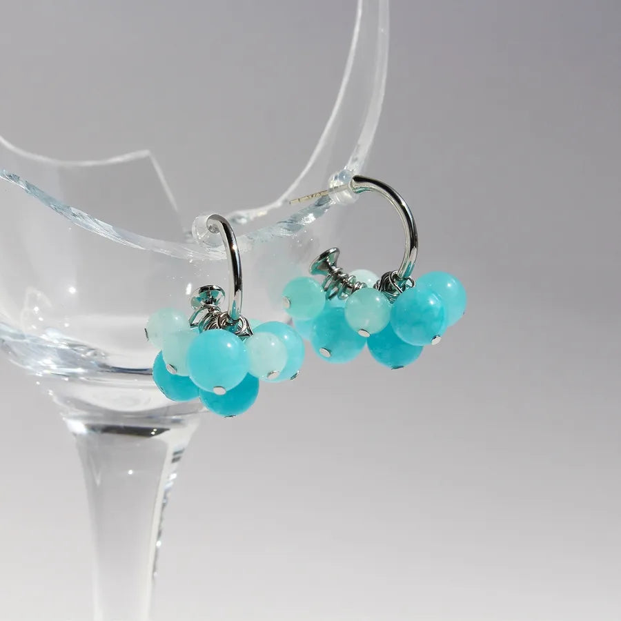 1 Pair Simple Style Classic Style Color Block Plating natural stone Brass 18K Gold Plated Ear Studs