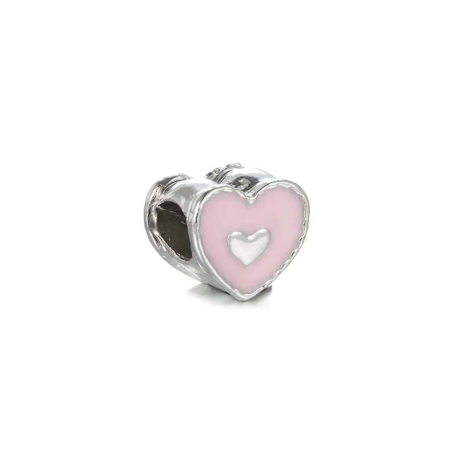 1 Piece 0.93*0.96cm Hole 5~5.9mm Alloy Heart Shape Beads
