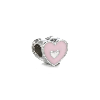 1 Piece 0.93*0.96cm Hole 5~5.9mm Alloy Heart Shape Beads