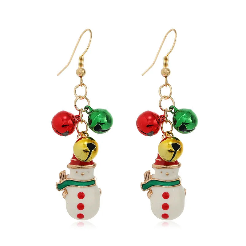 1 Pair Christmas Fashion Christmas Tree Bell Snowman Alloy Drop Earrings