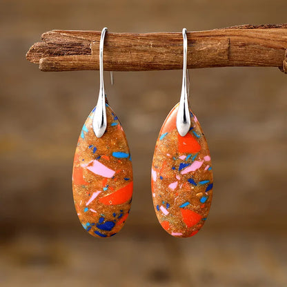1 pair retro water droplets emperor stone drop earrings