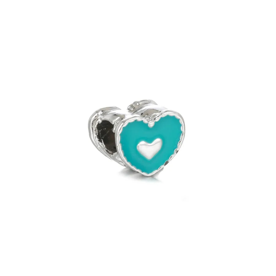 1 Piece 0.93*0.96cm Hole 5~5.9mm Alloy Heart Shape Beads