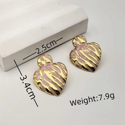 1 Pair Elegant Lady Commute Heart Shape 304 Stainless Steel Butterfly Backs Ear Studs