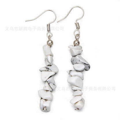 1 pair retro irregular plating natural stone drop earrings