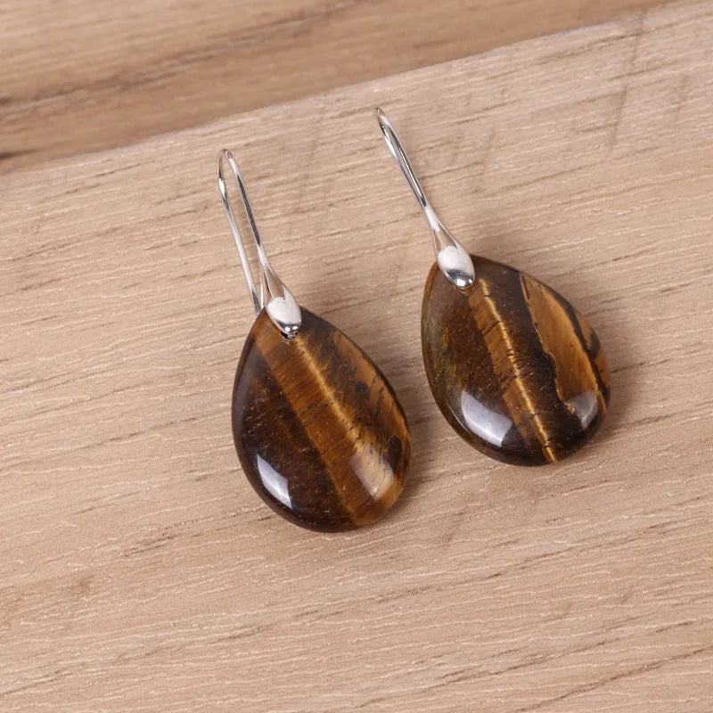 1 Pair Simple Style Geometric Water Drop natural stone Earrings