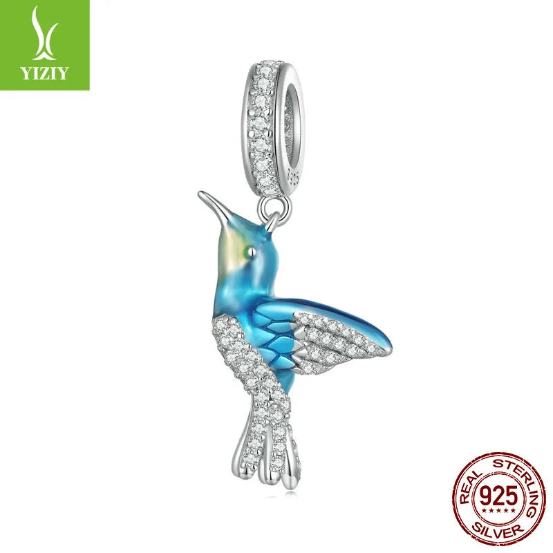 1 Piece 925 Sterling Silver White Gold Plated Butterfly Bird DIY Jewelry Accessories Pendant Beads