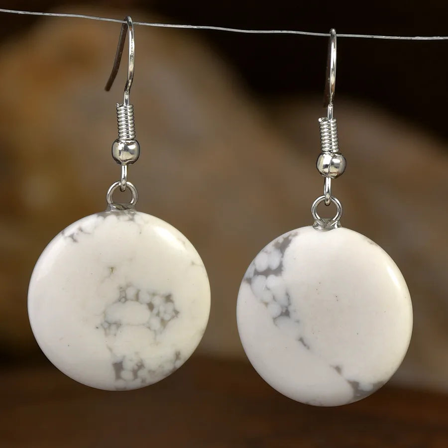 1 Pair Vintage Style Simple Style Round Handmade natural stone Drop Earrings
