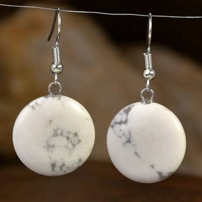 1 Pair Vintage Style Simple Style Round Handmade natural stone Drop Earrings