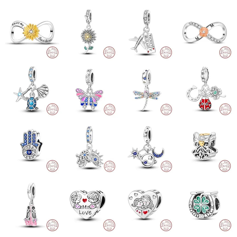 1 Piece 20.3*13.9mm 925 Sterling Silver Zircon Infinity Moon Pendant Beads Jewelry Accessories