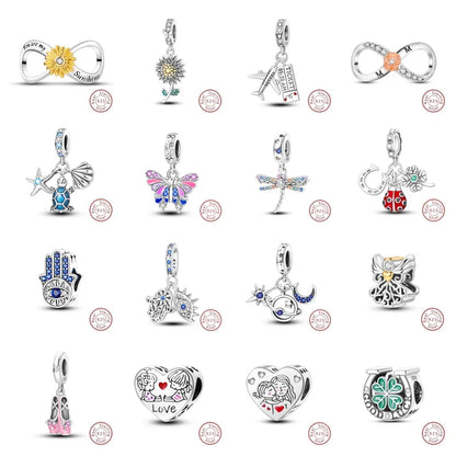 1 Piece 20.3*13.9mm 925 Sterling Silver Zircon Infinity Moon Pendant Beads Jewelry Accessories