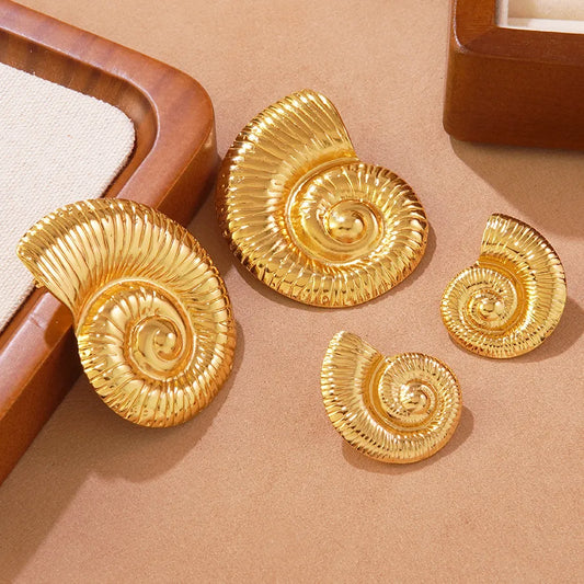 1 Pair IG Style Vacation Sweet Conch 304 Stainless Steel Imitation Gold  Ear Studs