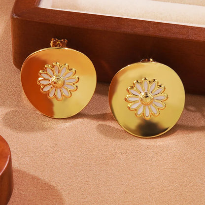 1 Pair Casual Elegant Princess Flower 304 Stainless Steel Imitation Gold  Ear Studs