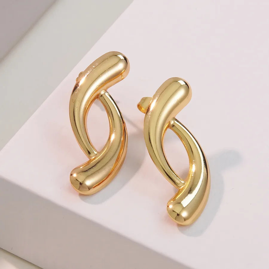 1 Pair IG Style Exaggerated Simple Style Irregular Geometric Round Irregular Hollow Out 304 Stainless Steel Imitation Gold  Ear Studs