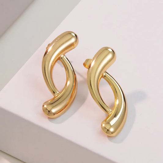 1 Pair IG Style Exaggerated Simple Style Irregular Geometric Round Irregular Hollow Out 304 Stainless Steel Imitation Gold  Ear Studs