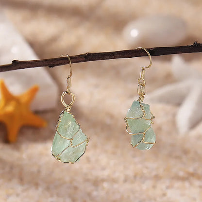 1 Pair Elegant Lady Temperament Gravel natural stone Copper Natural Stone