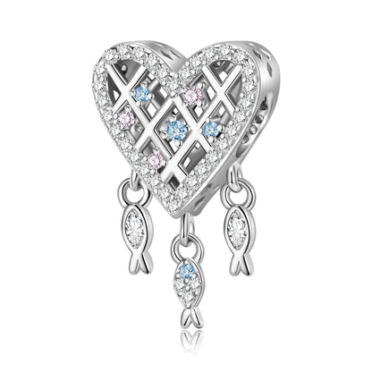 1 Piece 925 Sterling Silver Zircon Mermaid Shell Whale Jewelry Accessories