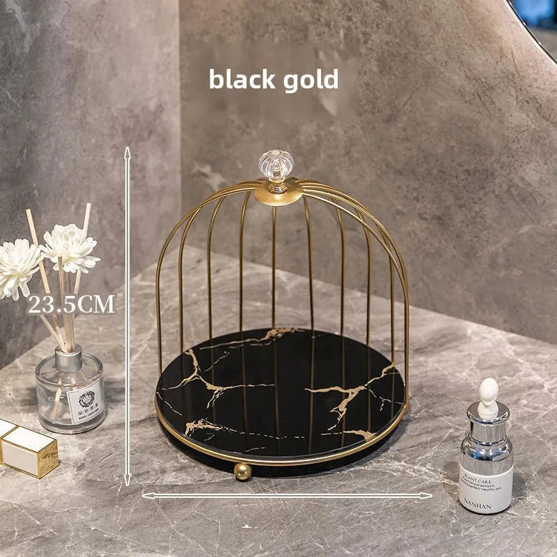 Iron bird cage desktop storage rack home decoration cosmetics wash dressing table organizing storage rack
