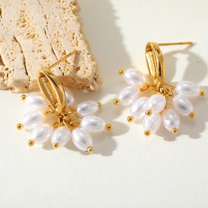 1 Pair Cute Romantic Simple Style Geometric Plating Inlay 304 Stainless Steel Imitation Pearl 18K Gold Plated Ear Studs