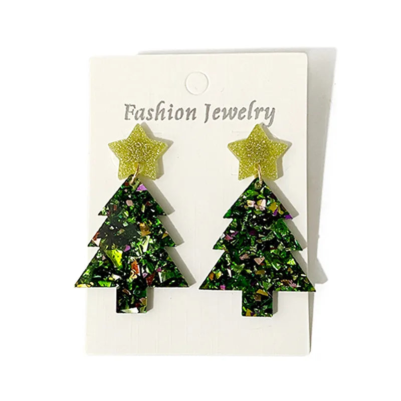 1 Pair Elegant Christmas Tree Star Arylic Drop Earrings