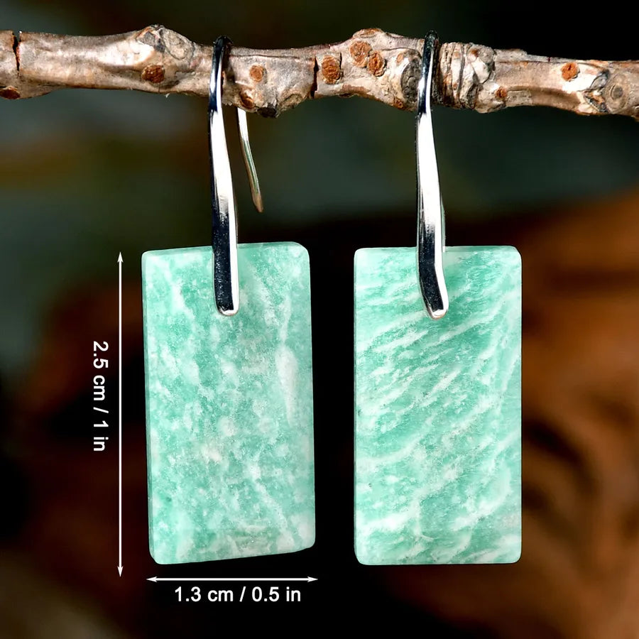 1 Pair Retro Handmade Geometric Alloy natural stone Drop Earrings