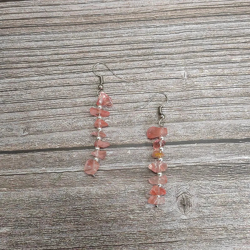 1 pair ethnic style geometric natural stone drop earrings