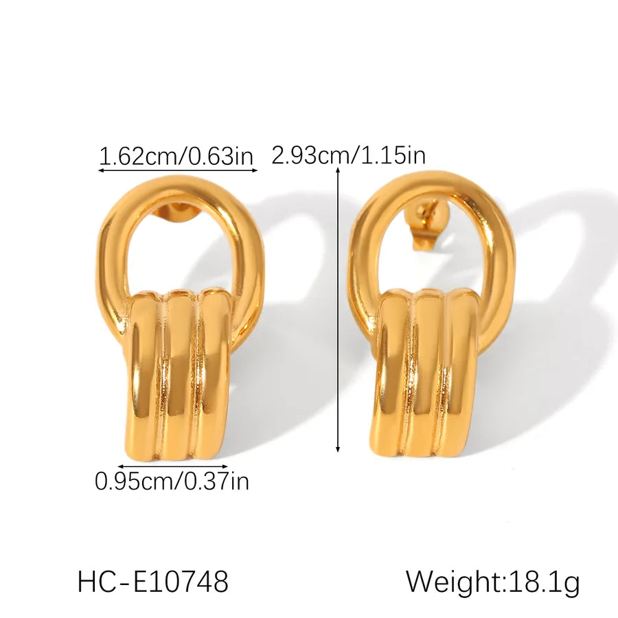 1 Pair Casual Artistic Stripe 304 Stainless Steel Ear Studs