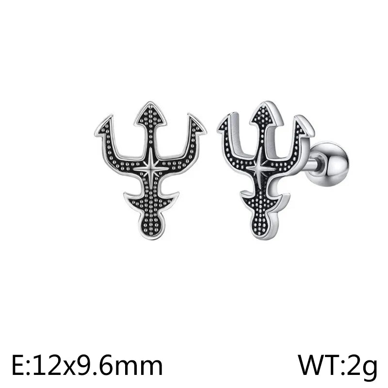 1 pair basic cross enamel titanium steel ear studs