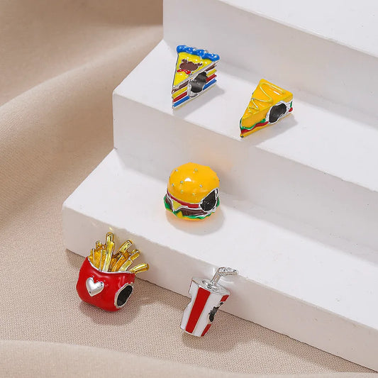 1 Piece 1.16*0.99*1.06cm Alloy Hamburger French Fries Jewelry Accessories