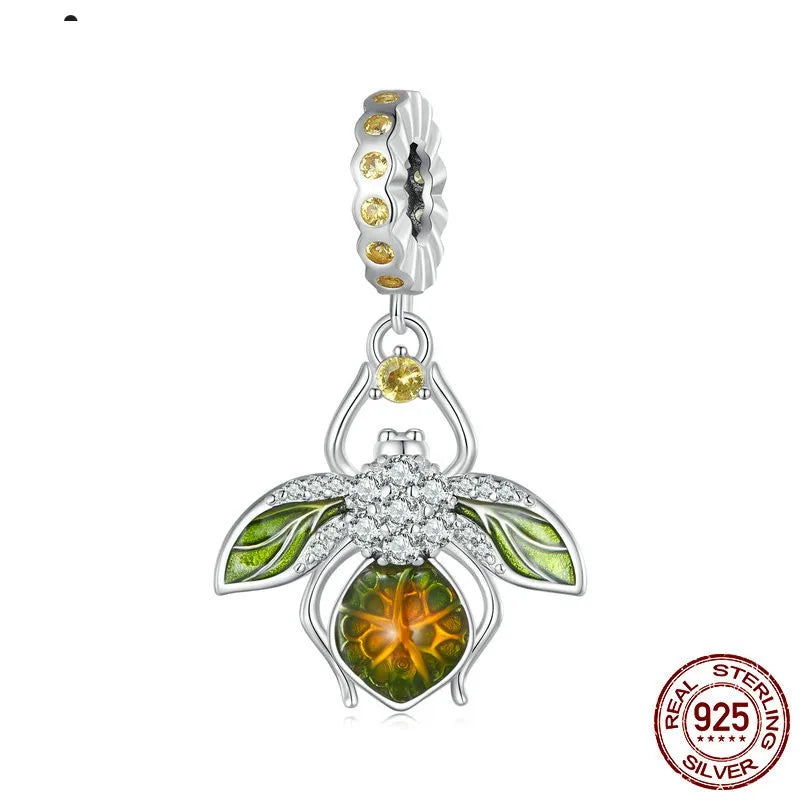 1 Piece 925 Sterling Silver Zircon Insect Dragonfly Pendant Jewelry Accessories