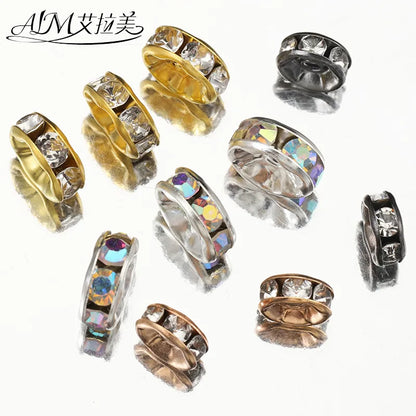 Cross-Border 100 Beaded Rhinestone Spacer Beads 4-10mm round Diamond Spacer Sequin Diy Bracelet Ornament Accessories