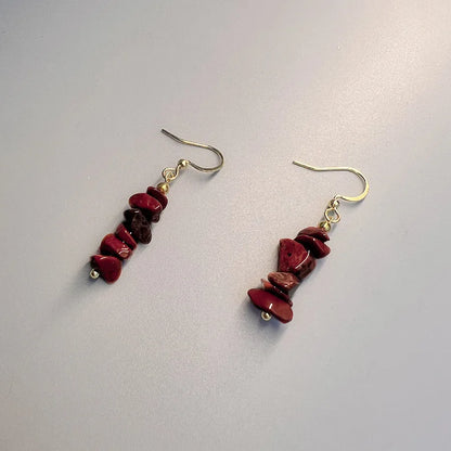 1 pair bohemian irregular geometric stainless steel natural stone drop earrings