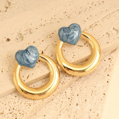 1 Pair Elegant French Style Sweet Heart Shape Bow Knot 304 Stainless Steel Ear Studs