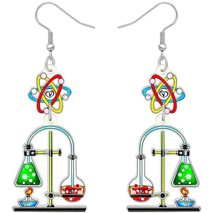 1 Pair Cute Novelty Earth instrument Microscope pencil Arylic Drop Earrings