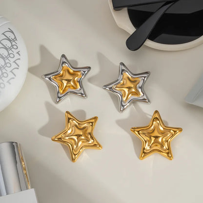 1 Pair Elegant Cute Star Polishing Plating 304 Stainless Steel 18K Gold Plated Butterfly Backs Ear Studs