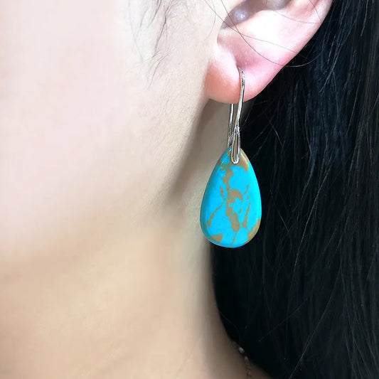 1 Pair Retro Bohemian Water Droplets Inlay natural stone Natural Stone White  Ear hook