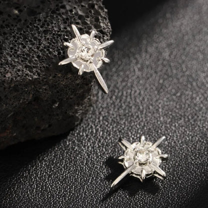 1 Pair Simple Style Geometric Inlay Titanium Steel Rhinestones Ear Cuffs