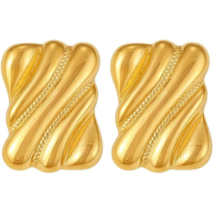 1 Pair Elegant Lady Vacation Waves Polishing Plating 304 Stainless Steel 18K Gold Plated  Backs Ear Studs