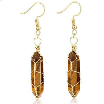 1 Pair Casual Simple Style Geometric natural stone Crystal Iron Drop Earrings