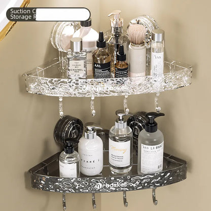 Bathroom suction cup triangle storage rack punch-free wall-mounted shelf bathroom toilet washstand corner storage rack