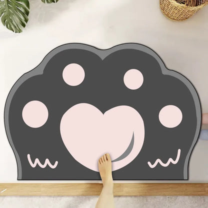 Bathroom diatom mud soft mat absorbent floor mat bathroom door mat toilet door carpet cute cat claw non-slip floor mat