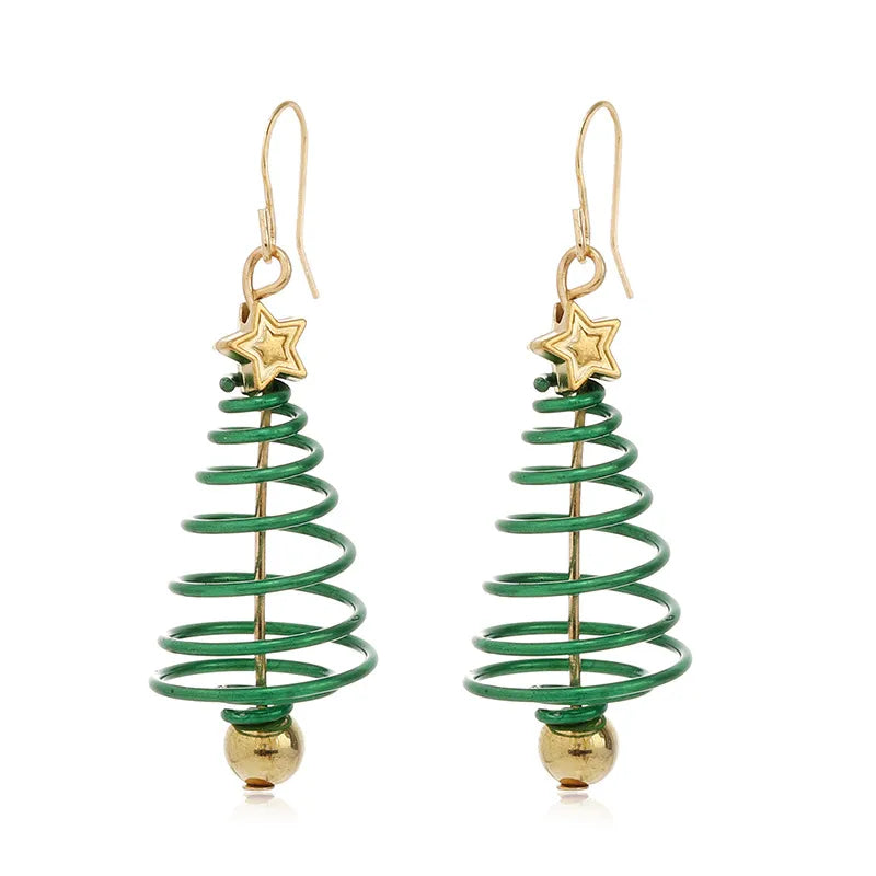 1 Pair Christmas Fashion Christmas Tree Bell Snowman Alloy Drop Earrings